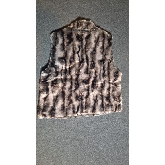 BACK IN THE SADDLE BROWN FAUX FUR Womens VEST size Large zip up with pockets - Picture 3 of 4